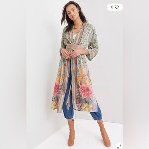 Anthropologie Bl-nk One Size Floral Tinopi Burnout Velvet Duster Kimono NEW!